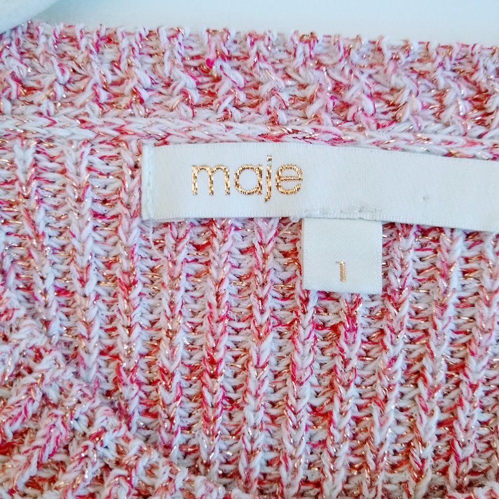 MAJE ROSE SHIMMER CROPPED SWEATER PULLOVER SZ 1 (XS-S) - Picture 14 of 16